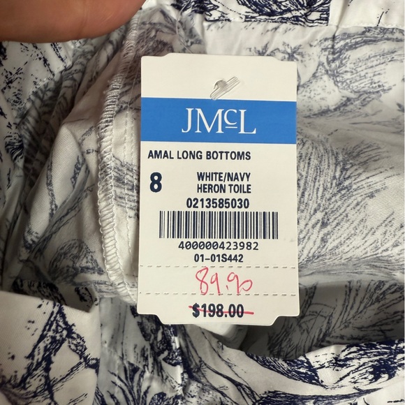 J. McLaughlin White Navy Floral Amal Print Long Bottoms Women's 8 NWT R $198 - Picture 4 of 16
